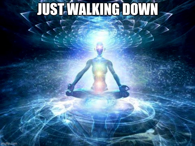 enlightened mind | JUST WALKING DOWN | image tagged in enlightened mind | made w/ Imgflip meme maker