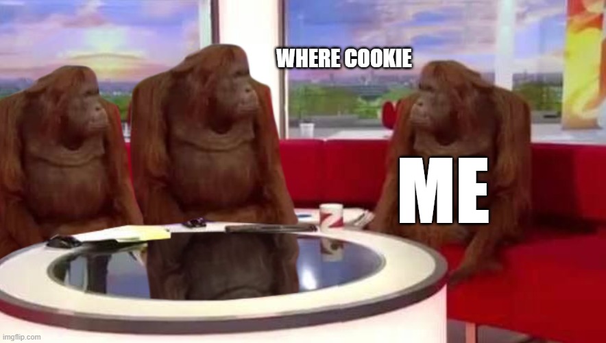 where monkey | WHERE COOKIE ME | image tagged in where monkey | made w/ Imgflip meme maker