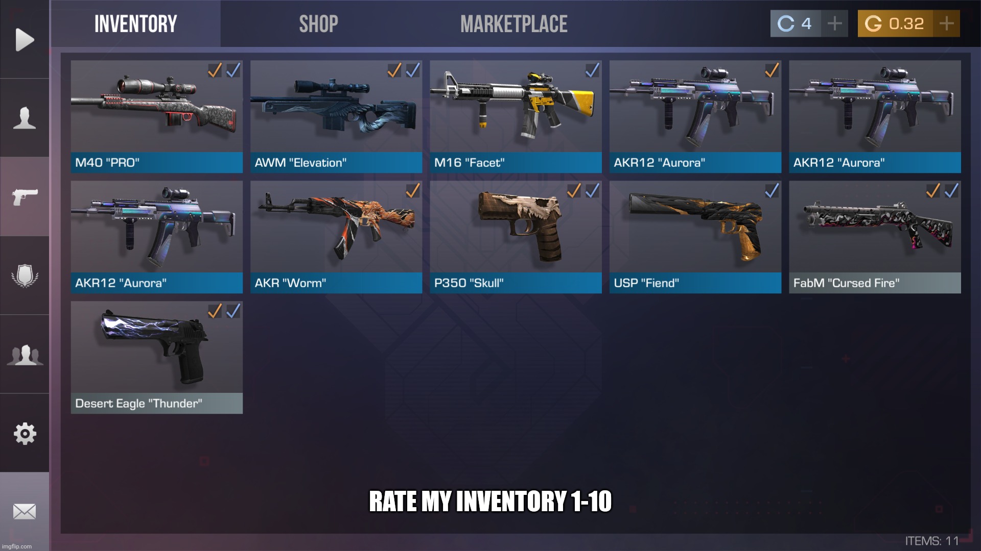 RATE MY INVENTORY 1-10 | made w/ Imgflip meme maker