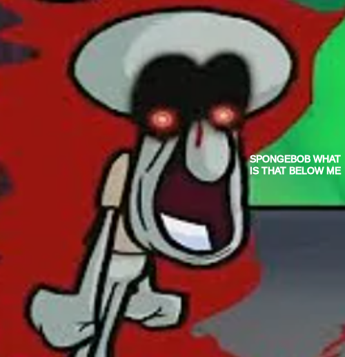 Red Mist Squidward asks what the post below is Blank Meme Template