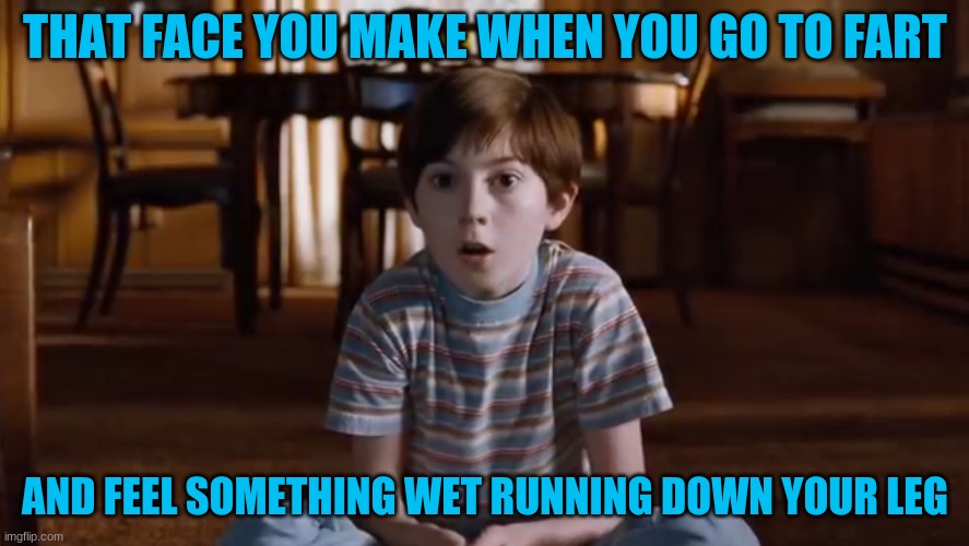 That face you make | THAT FACE YOU MAKE WHEN YOU GO TO FART; AND FEEL SOMETHING WET RUNNING DOWN YOUR LEG | image tagged in boy | made w/ Imgflip meme maker