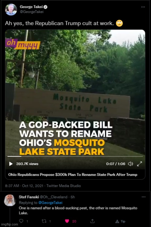 Turns out the park is underdeveloped, no maintenance since 2010... It fits. | image tagged in trump,mosquito lake,ohio,rekt,twitter | made w/ Imgflip meme maker