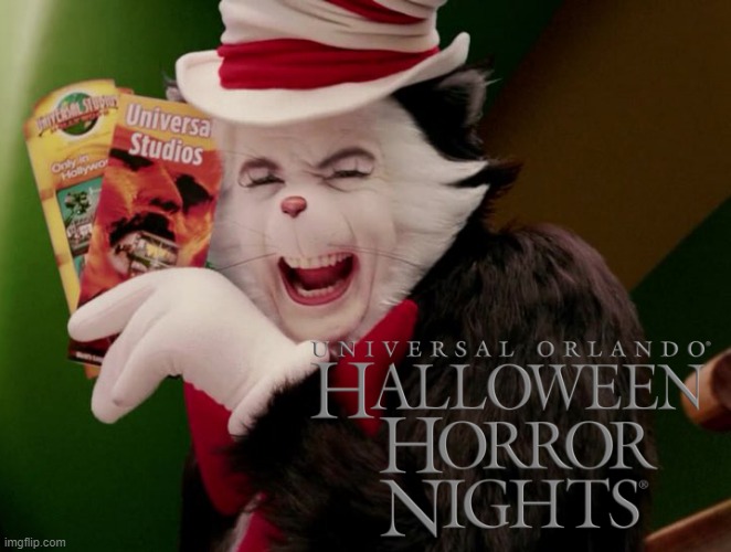 Halloween Horror Cat | image tagged in cat in the hat,halloween horror nights,mike myers,michael myers | made w/ Imgflip meme maker