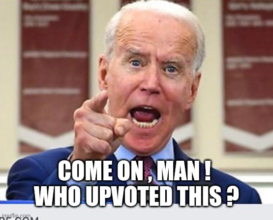 Joe Biden no malarkey | COME ON , MAN ! 
WHO UPVOTED THIS ? | image tagged in joe biden no malarkey | made w/ Imgflip meme maker