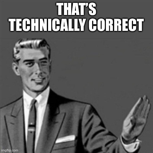 Correction guy | THAT’S TECHNICALLY CORRECT | image tagged in correction guy | made w/ Imgflip meme maker