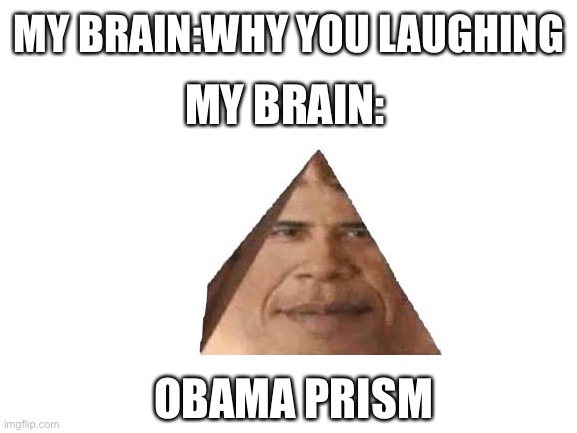 Yeet | MY BRAIN:WHY YOU LAUGHING; MY BRAIN:; OBAMA PRISM | image tagged in blank white template | made w/ Imgflip meme maker
