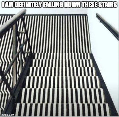 Dizzying | I AM DEFINITELY FALLING DOWN THESE STAIRS | image tagged in you had one job | made w/ Imgflip meme maker