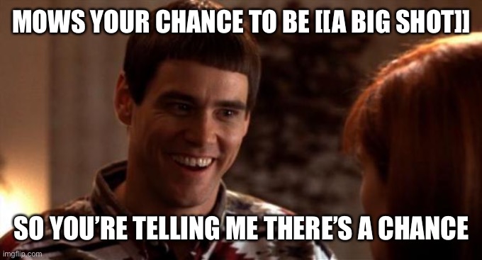 So you're saying there's a chance | MOWS YOUR CHANCE TO BE [[A BIG SHOT]]; SO YOU’RE TELLING ME THERE’S A CHANCE | image tagged in so you're saying there's a chance | made w/ Imgflip meme maker