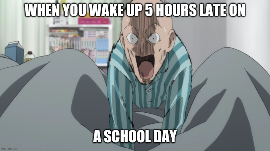 WHEN YOU WAKE UP 5 HOURS LATE ON; A SCHOOL DAY | image tagged in funny,so true memes | made w/ Imgflip meme maker