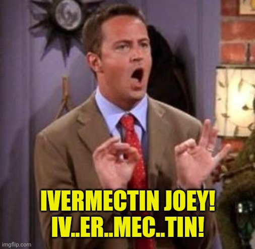 Chandler Bing | IVERMECTIN JOEY! IV..ER..MEC..TIN! | image tagged in chandler bing | made w/ Imgflip meme maker