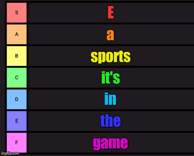 You have been sports rolled | E; a; sports; it's; in; the; game | image tagged in tier list | made w/ Imgflip meme maker