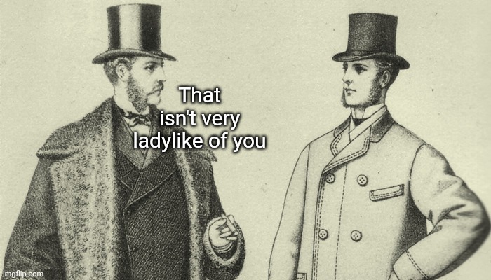 Victorian Top Hat | That isn't very ladylike of you | image tagged in victorian top hat | made w/ Imgflip meme maker