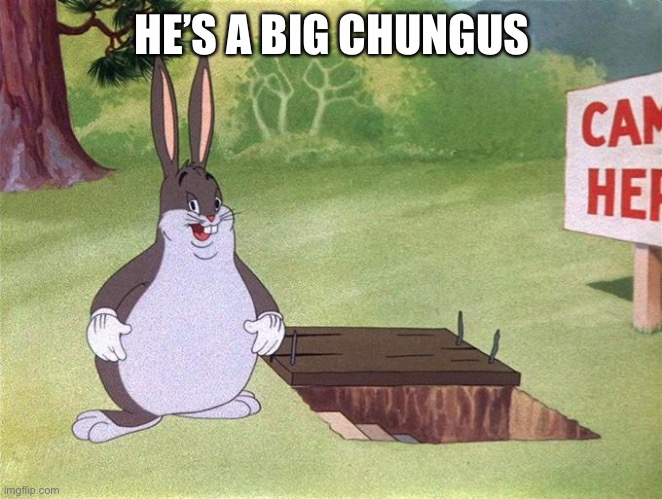 Big Chungus | HE’S A BIG CHUNGUS | image tagged in big chungus | made w/ Imgflip meme maker