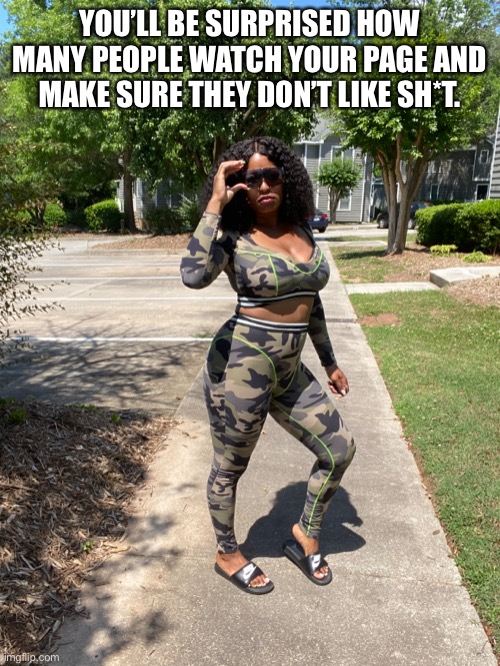 YOU’LL BE SURPRISED HOW MANY PEOPLE WATCH YOUR PAGE AND MAKE SURE THEY DON’T LIKE SH*T. | image tagged in fashion,haters gonna hate | made w/ Imgflip meme maker