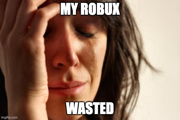 First World Problems | MY ROBUX; WASTED | image tagged in memes,first world problems | made w/ Imgflip meme maker