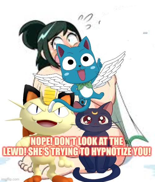 NOPE! DON'T LOOK AT THE LEWD! SHE'S TRYING TO HYPNOTIZE YOU! | made w/ Imgflip meme maker