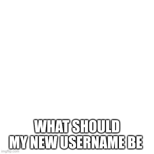 Blank Transparent Square | WHAT SHOULD MY NEW USERNAME BE | image tagged in memes,blank transparent square | made w/ Imgflip meme maker