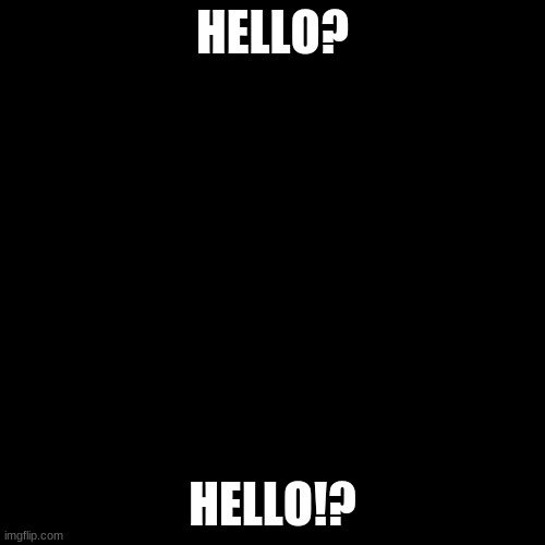 Black Blank | HELLO? HELLO!? | image tagged in black blank | made w/ Imgflip meme maker