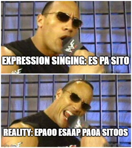 When Rock Things He can sing Like a Singer | EXPRESSION SINGING: ES PA SITO; REALITY: EPAOO ESAAP PAOA SITOOS | image tagged in memes,the rock it doesn't matter | made w/ Imgflip meme maker