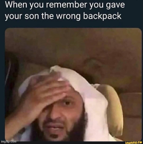Oh allah | image tagged in allah,wrong backpack,osama bin laden | made w/ Imgflip meme maker