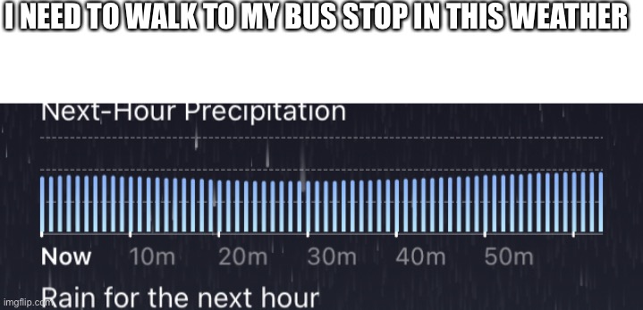 I NEED TO WALK TO MY BUS STOP IN THIS WEATHER | made w/ Imgflip meme maker