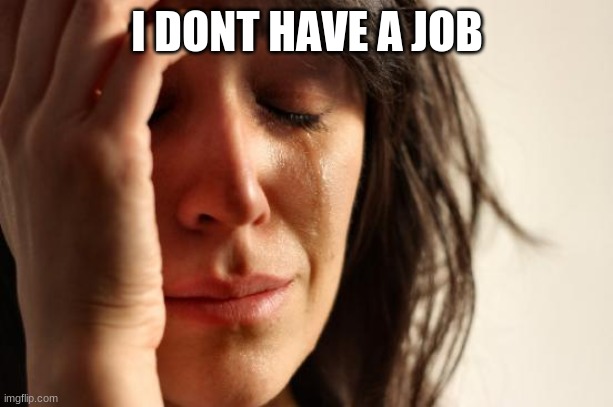 First World Problems Meme | I DONT HAVE A JOB | image tagged in memes,first world problems | made w/ Imgflip meme maker