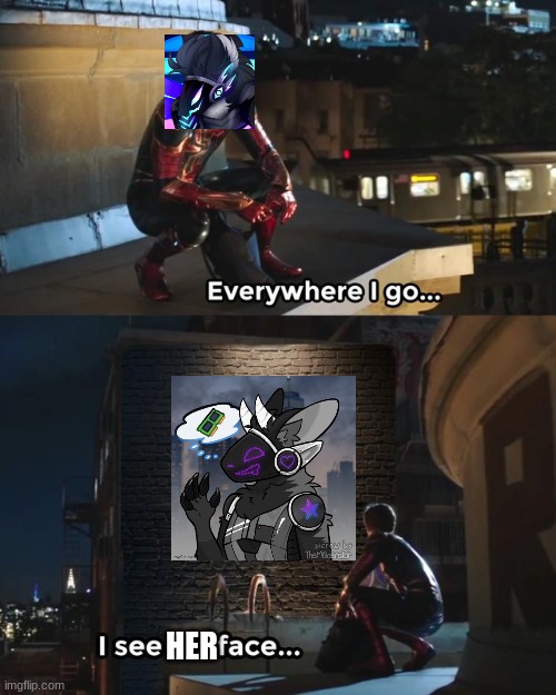 Everywhere I go I see his face | HER | image tagged in everywhere i go i see his face | made w/ Imgflip meme maker