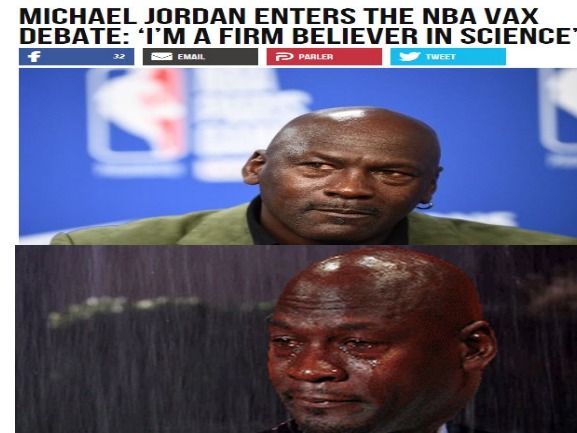 Michael Jordan Jumps The Shark | image tagged in michael jordan,dr fauci,let's go brandonn,charlotte hornets,nba | made w/ Imgflip meme maker