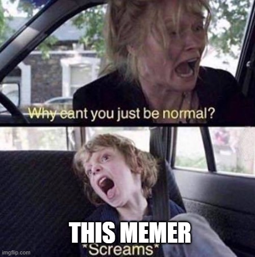 Why Can't You Just Be Normal | THIS MEMER | image tagged in why can't you just be normal | made w/ Imgflip meme maker