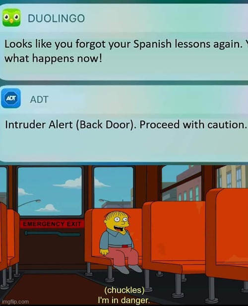 duolingo memes shall never die | image tagged in i'm in danger | made w/ Imgflip meme maker