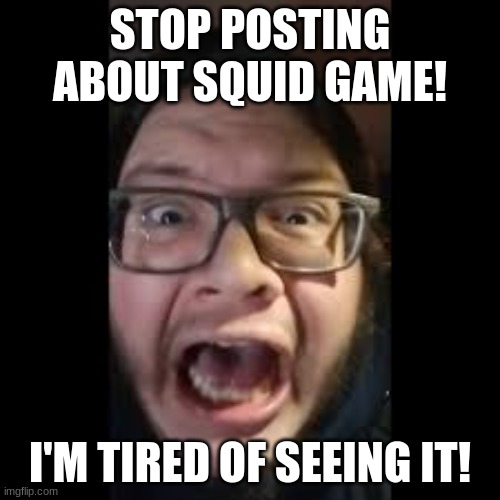 I CANT TAKE IT |  STOP POSTING ABOUT SQUID GAME! I'M TIRED OF SEEING IT! | image tagged in memes | made w/ Imgflip meme maker
