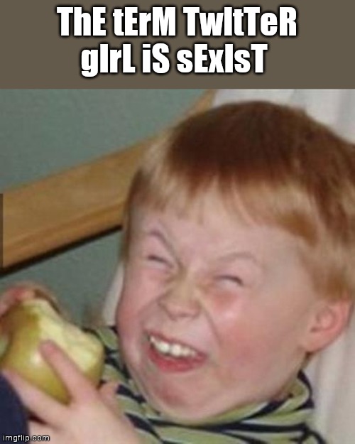 laughing kid | ThE tErM TwItTeR gIrL iS sExIsT | image tagged in laughing kid | made w/ Imgflip meme maker