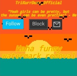TriKurrDurr_Official's sunset template | Haha funmy; watermark removal | image tagged in trikurrdurr_official's sunset template | made w/ Imgflip meme maker