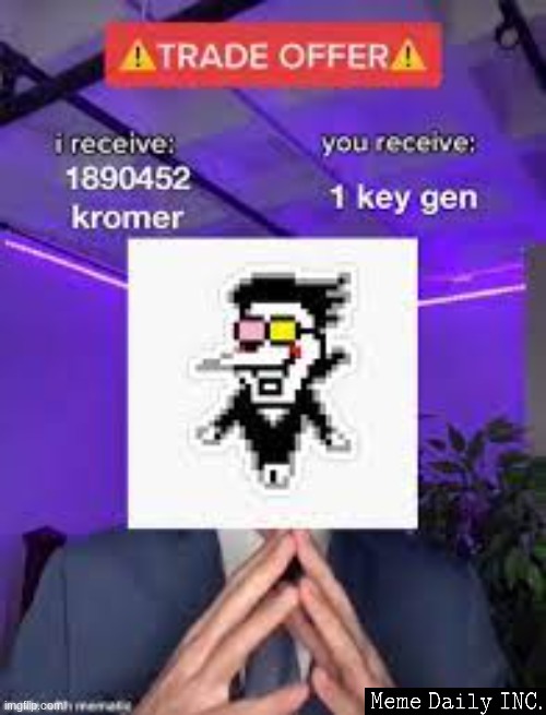 kromer | image tagged in undertale,deltarune,spamton,kromer,never gonna give you up | made w/ Imgflip meme maker