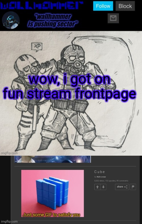 wow, i got on fun stream frontpage | image tagged in wallhammer temp | made w/ Imgflip meme maker