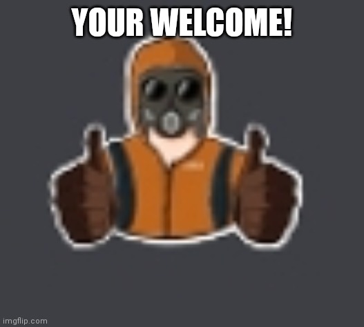 Terrorist thumbs up | YOUR WELCOME! | image tagged in terrorist thumbs up | made w/ Imgflip meme maker