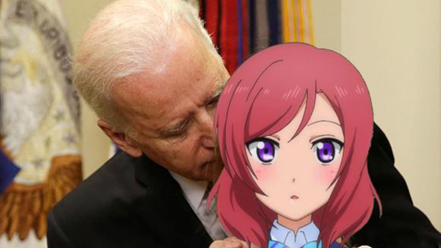 High Quality Joe Biden sniffing anime girl Blank Meme Template