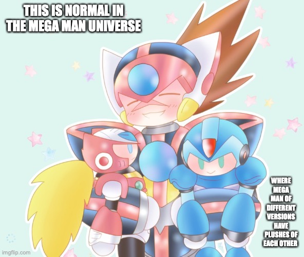 Axl With Plushes | THIS IS NORMAL IN THE MEGA MAN UNIVERSE; WHERE MEGA MAN OF DIFFERENT VERSIONS HAVE PLUSHES OF EACH OTHER | image tagged in plush,megaman x,megaman,memes | made w/ Imgflip meme maker