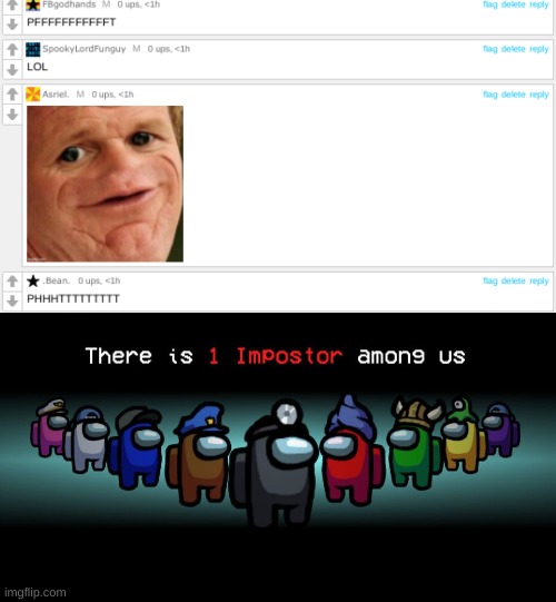 e | image tagged in there is one impostor among us | made w/ Imgflip meme maker