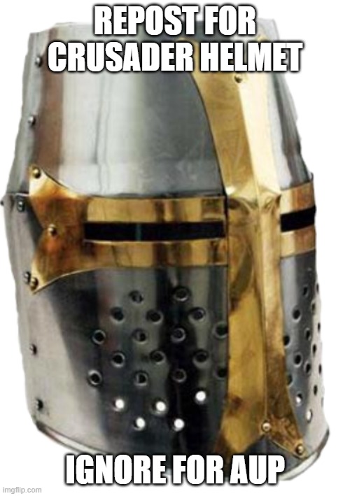 Crusader Helmet | REPOST FOR CRUSADER HELMET; IGNORE FOR AUP | image tagged in crusader helmet | made w/ Imgflip meme maker