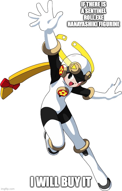 Hanayashiki Roll.EXE | IF THERE IS A SENTINEL ROLL.EXE HANAYASHIKI FIGURINE; I WILL BUY IT | image tagged in megaman,megaman battle network,memes | made w/ Imgflip meme maker