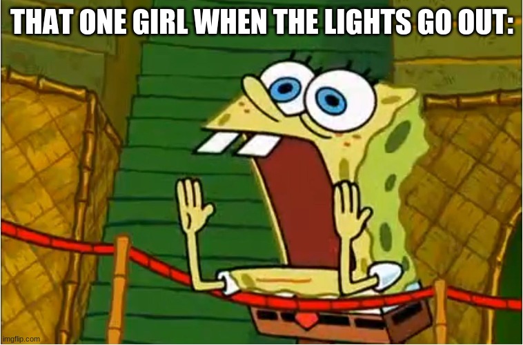 AAAAAAAAAAAAAAAAAAA | THAT ONE GIRL WHEN THE LIGHTS GO OUT: | made w/ Imgflip meme maker