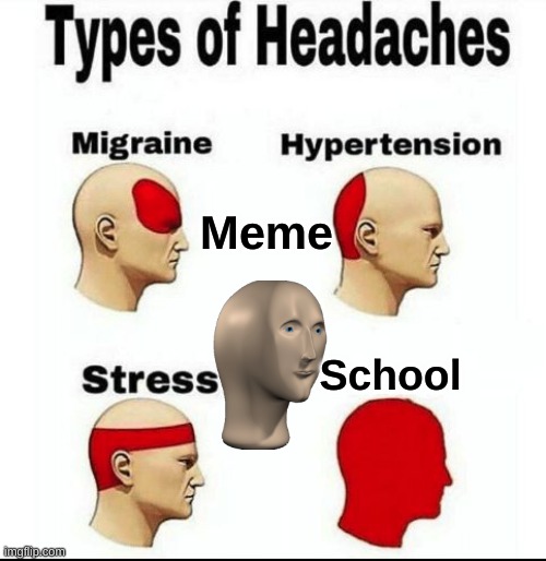 Oh, so true | Meme; School | image tagged in types of headaches meme | made w/ Imgflip meme maker