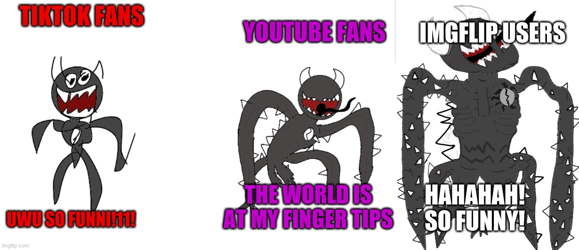YOUTUBE FANS; TIKTOK FANS; IMGFLIP USERS; HAHAHAH! SO FUNNY! UWU SO FUNNI!11! THE WORLD IS AT MY FINGER TIPS | image tagged in speyeke vs spike,chad spke | made w/ Imgflip meme maker