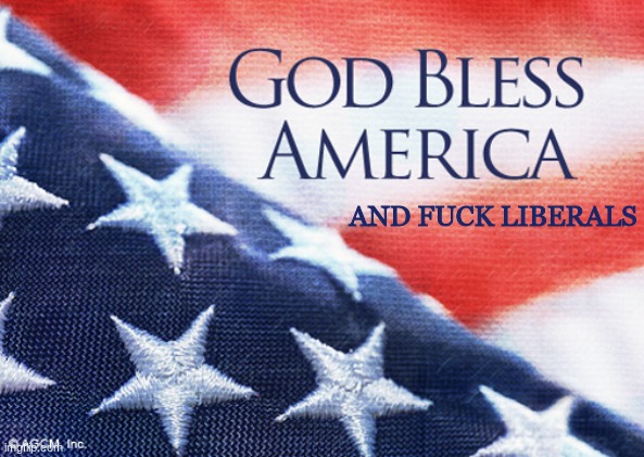 God bless America | AND FUCK LIBERALS | image tagged in god bless america | made w/ Imgflip meme maker