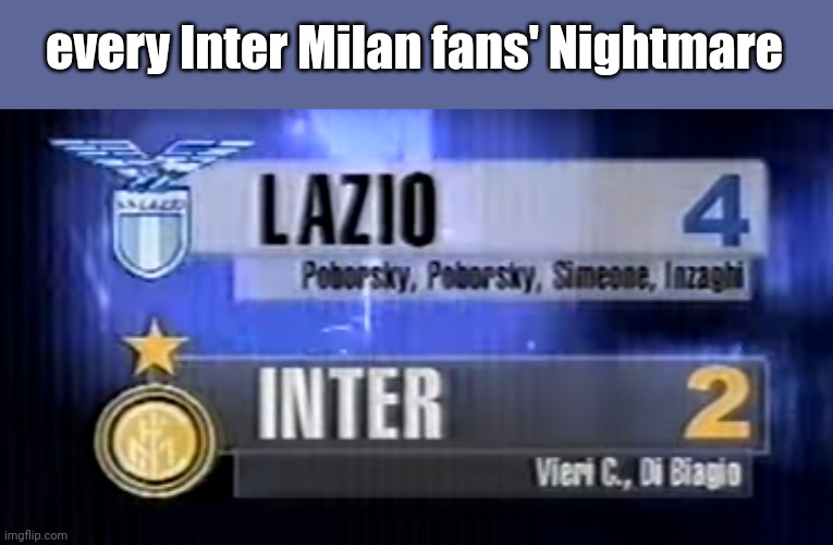 5 may 2002, WE DON'T FORGET! | every Inter Milan fans' Nightmare | image tagged in lazio,inter,serie a,calcio,5 maggio 2002,memes | made w/ Imgflip meme maker
