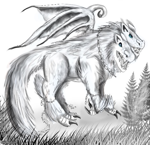 dragon and wolf mixed drawings