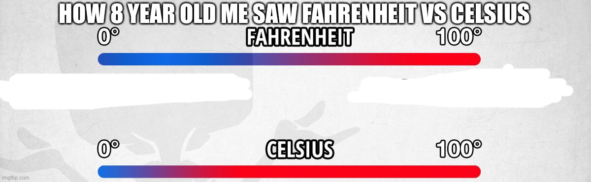 Would you get it | HOW 8 YEAR OLD ME SAW FAHRENHEIT VS CELSIUS | image tagged in imperial,vs,metric | made w/ Imgflip meme maker