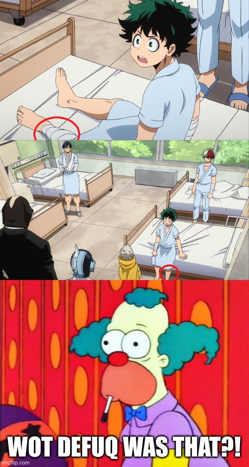 Unbelievable My Hero Academy failed scene |  WOT DEFUQ WAS THAT?! | image tagged in krusty the clown what the hell was that,memes,animation fails,my hero academia,anime,animeme | made w/ Imgflip meme maker