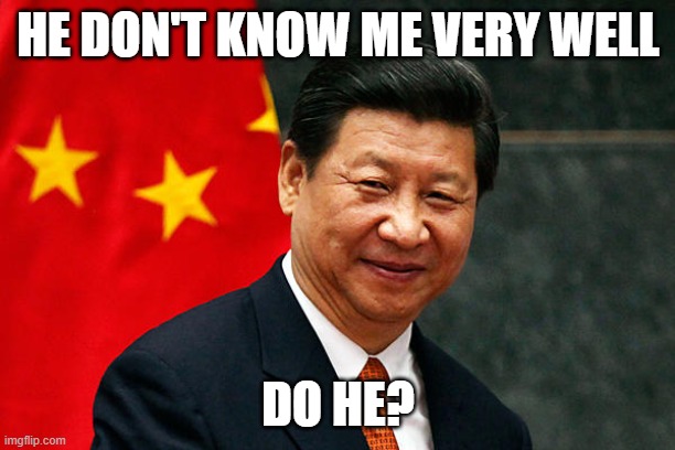 Xi Jinping | HE DON'T KNOW ME VERY WELL DO HE? | image tagged in xi jinping | made w/ Imgflip meme maker